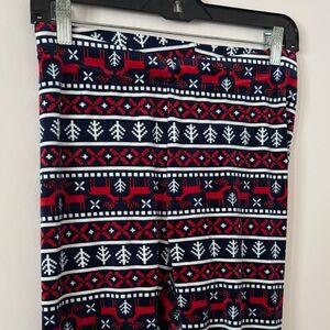 Serra Leggings Red White Navy Blue Reindeer Xmas Pattern Women’s Size M Medium